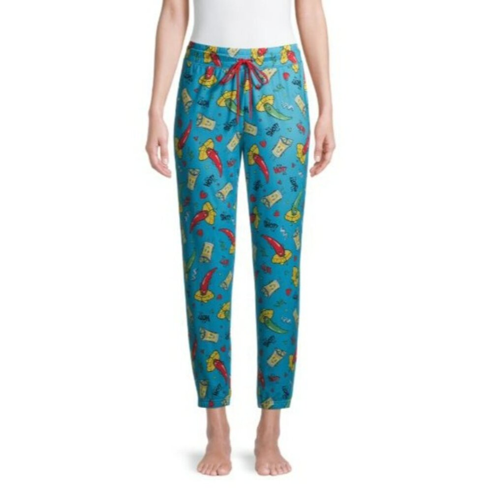 NEW Women’s XL Hot Pepper Print Jogger Pajama Pants Multicolor Comfy‎ Sleepwear